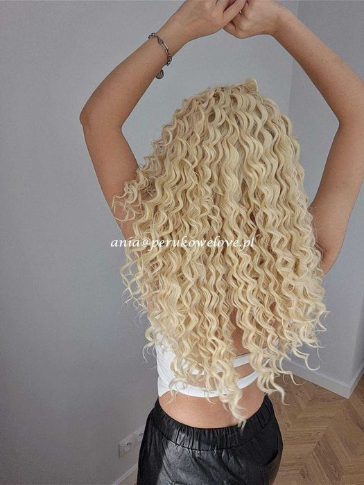 Peruka blond lace front afro loki kręcone włosy na co dzień