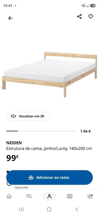 Cama ikea Neiden e colchao Vesteroi
