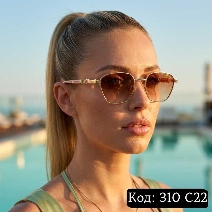 Жіночі сонцезахисні окуляри UV400 золоті Код 310 C22