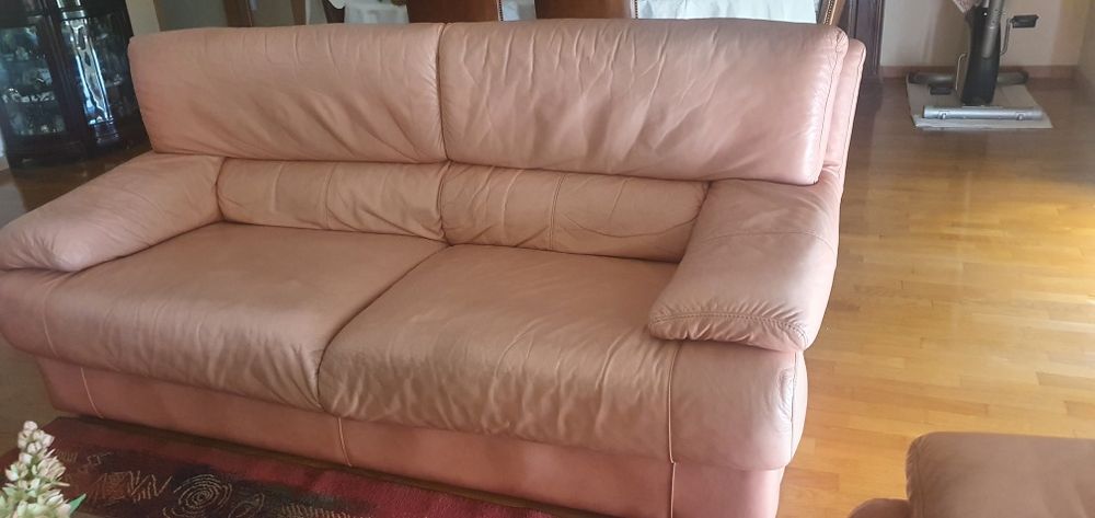 Sofás em pele italiana rosa/salmão