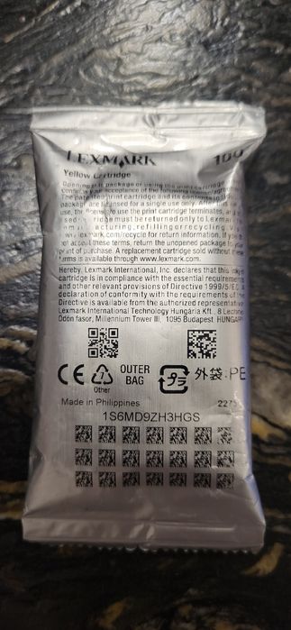 Oryginalny tusz Lexmark 100 żółty yellow