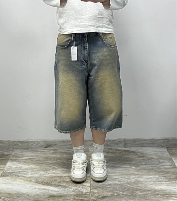 Нові широкі шорти джинсові BAGGY rap jeans shorts fade S широкие шорты бегги фейд Jaded London