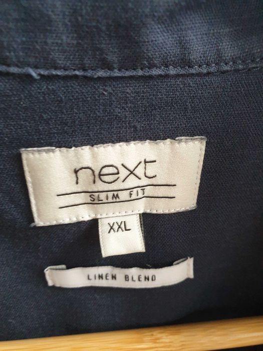 Granatowa koszula męska lniana Next 2XL