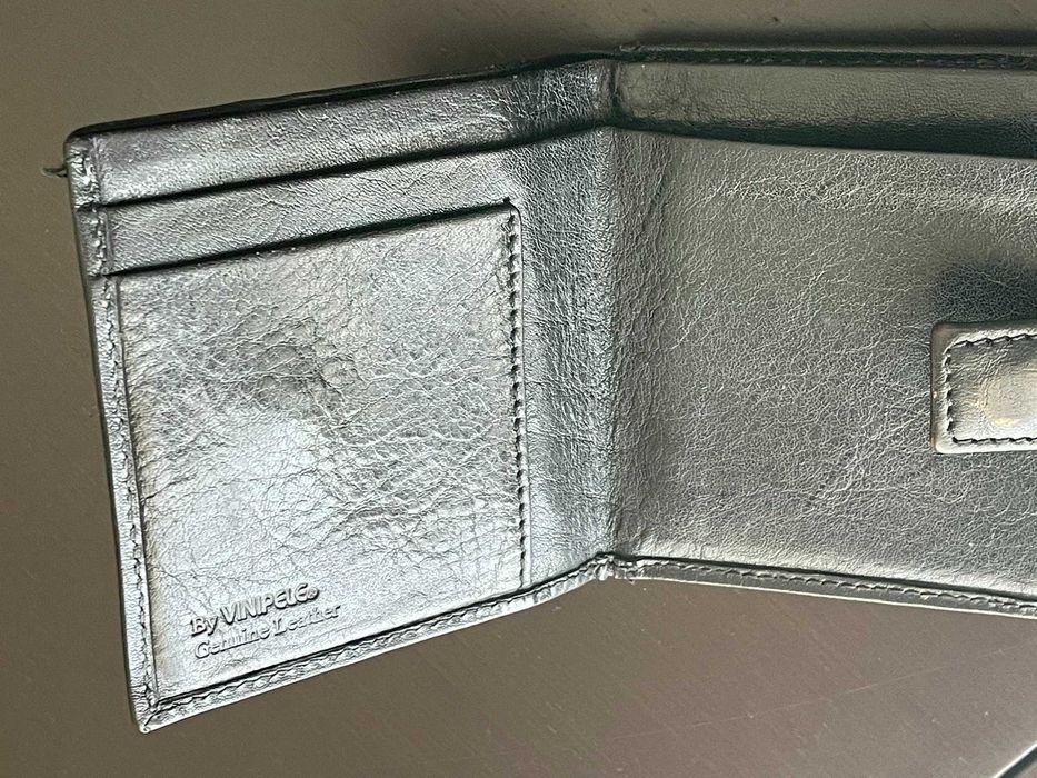 Porta-moedas carteira pequena em pele genuína