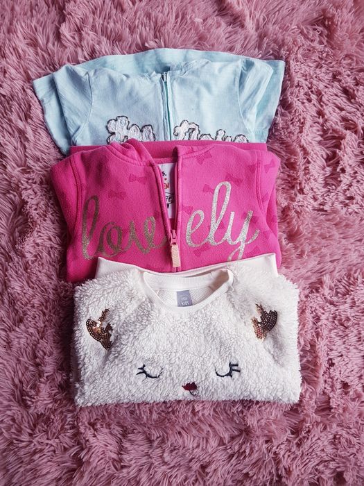 Bluza Misiek 110 cool club ciepla z kapturem zestaw