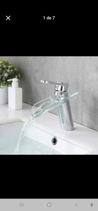 Torneira misturadora cascata de vidro para lavatório com uma pega curt