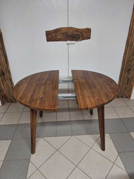 Stół dębowy rozkładany fi 100 rozkładany do 150cm  orzech ( na magazynie)