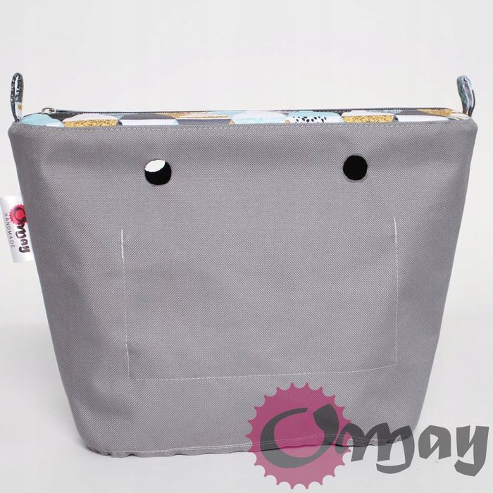 organizer OBAG MINI szary trójkąty turkus 2 kieszenie wkład OMAY