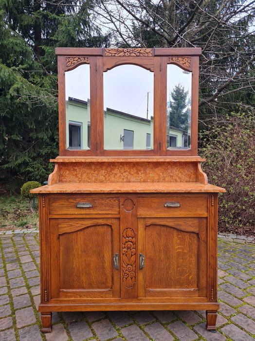 Secesyjna Toaletka z marmurowym blatem i ruchomym lustrem