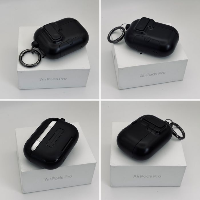 Чехол на AirPods Pro 3 Black, White, AirPods 4 White, противодарный, открывается автоматически кнопкой