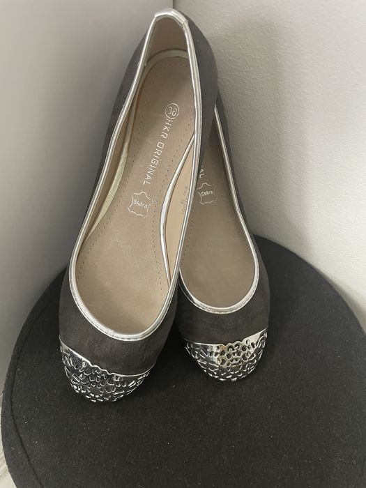 Baleriny damskie szare