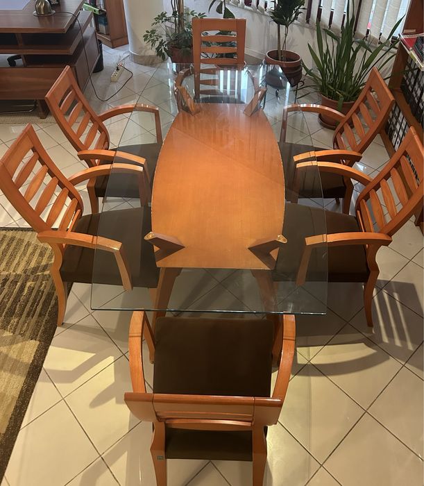Mesa + 6 cadeiras para sala de estar, jantar ou escritório
