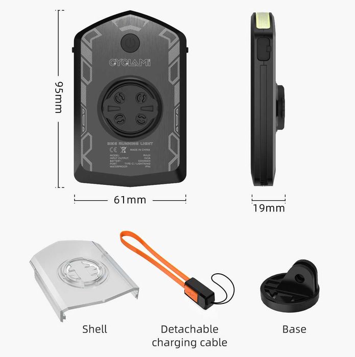 Cyclami - Luz com powerbank para bicicletas encaixe GPS