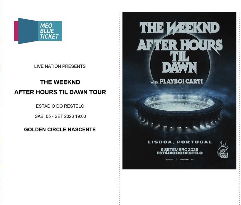 Bilhete the Weeknd Lisboa 05/09
