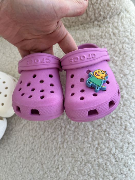 Crocs c7 білі та розові 14,5 см