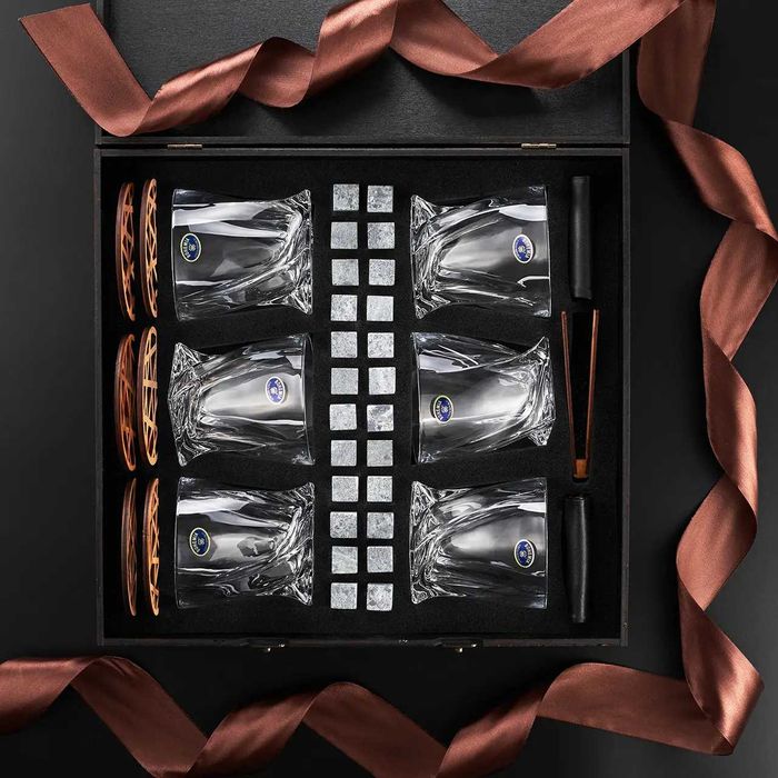 Чоловічий подарунковий набір із шістьма бокалами Bohemia Quadro 340 мл