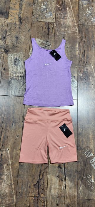 Świetny letni komplet top kolarki róż fiolet S