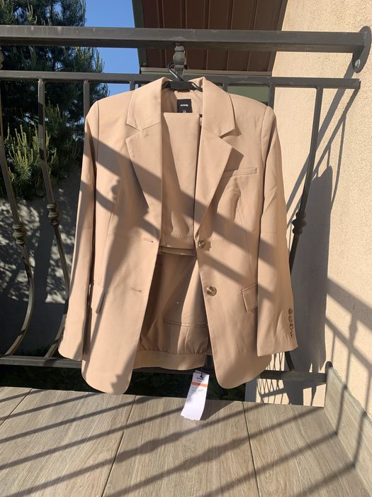 Komplet garnitur marynarka i spodnie garniturowe eleganckie xs