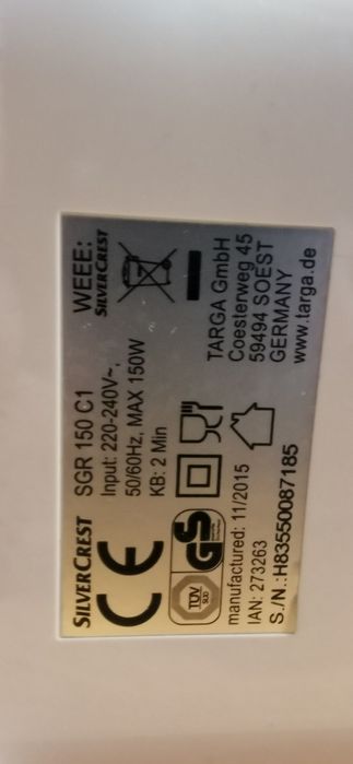 Tarka elektryczna do warzyw, maszynka SilverCrest z wkładami