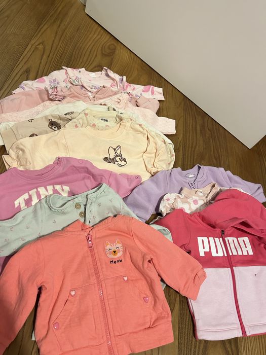 Ubranka dla dziewczynki PUMA, GUESS rozm. 62, 68 + AKCESORIA