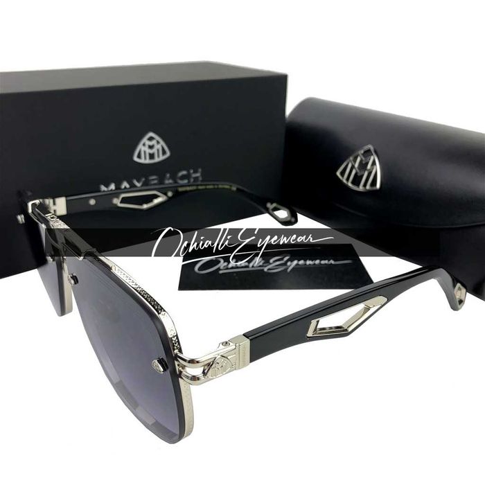 Okulary przeciwsłoneczne Maybach The King II z pudełkiem srebrne