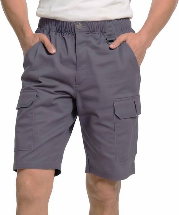 Szorty robocze męskie WORK IDEA - bawełna+elastan - M szare