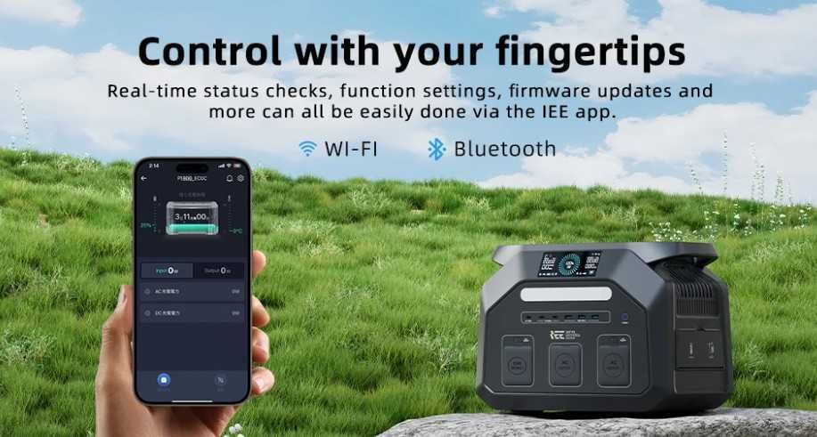 Estação Energia Solar IEETek 1800W/3600W MPPT 500W 1024Wh BT e WI-FI
