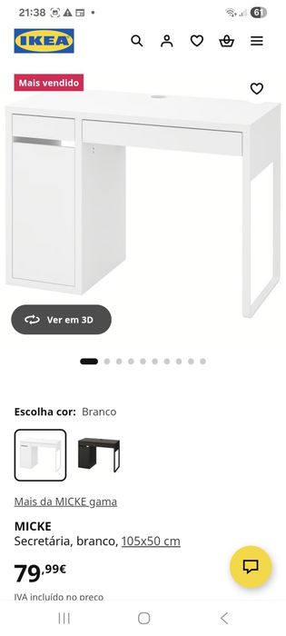 Secretária Micke Gama Branca, IKEA