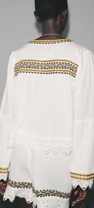 Новий вишитий комплект сорочка та шорти Zara в розмірі Xs-S