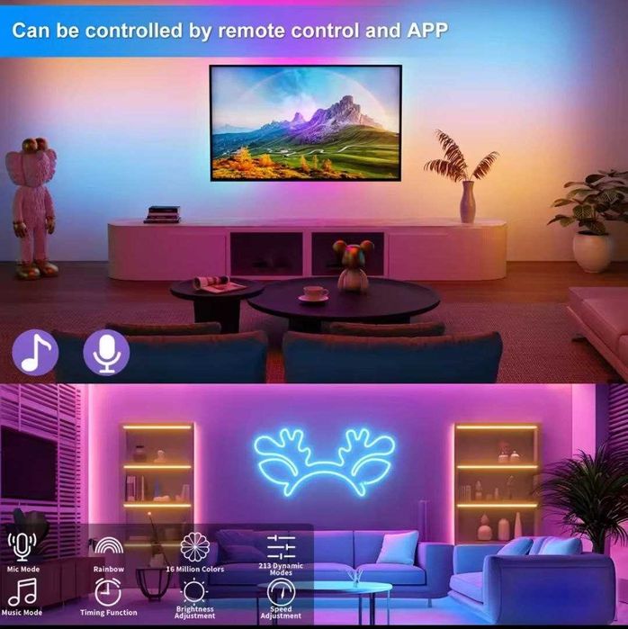 RGBIC Світлодіодна стрічка Неонова USB Bluetooth 1, 2, 3, 5 м.