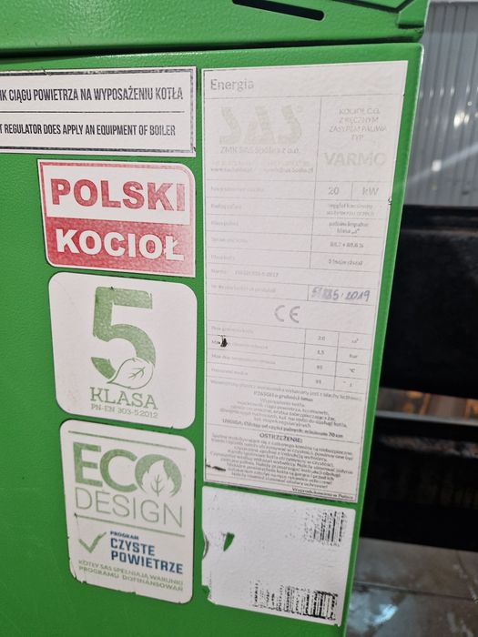 Piec kocioł SAS 20 kw na drewno I wegiel klasy 5