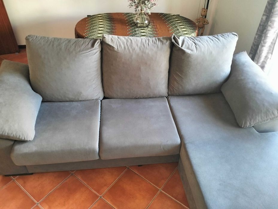 Sofá chaise longue, cinza antracite, três lugares