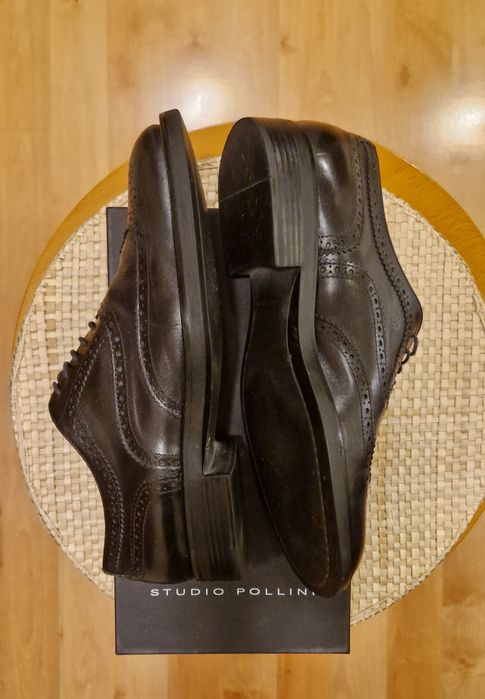 Damskie półbuty marki Studio Pollini buty czarne naturalna skóra