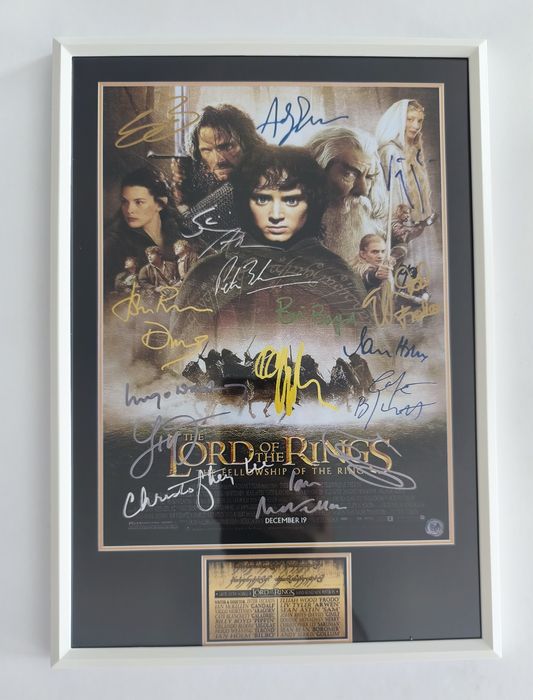 Moldura Filme Lord Of The Rings The Fellowship Of The Ring com Autógra
