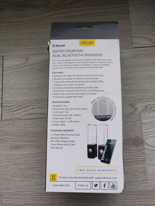 Colunas Bluetooth Water Dancing, da Olixar