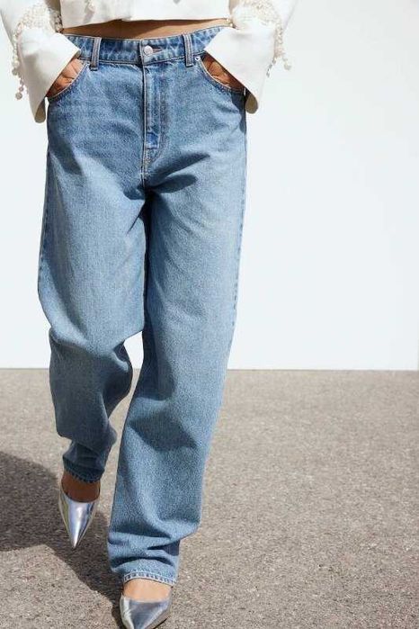 Новые женские джинсы штаны широкие джинсы с высокой талией от H&M