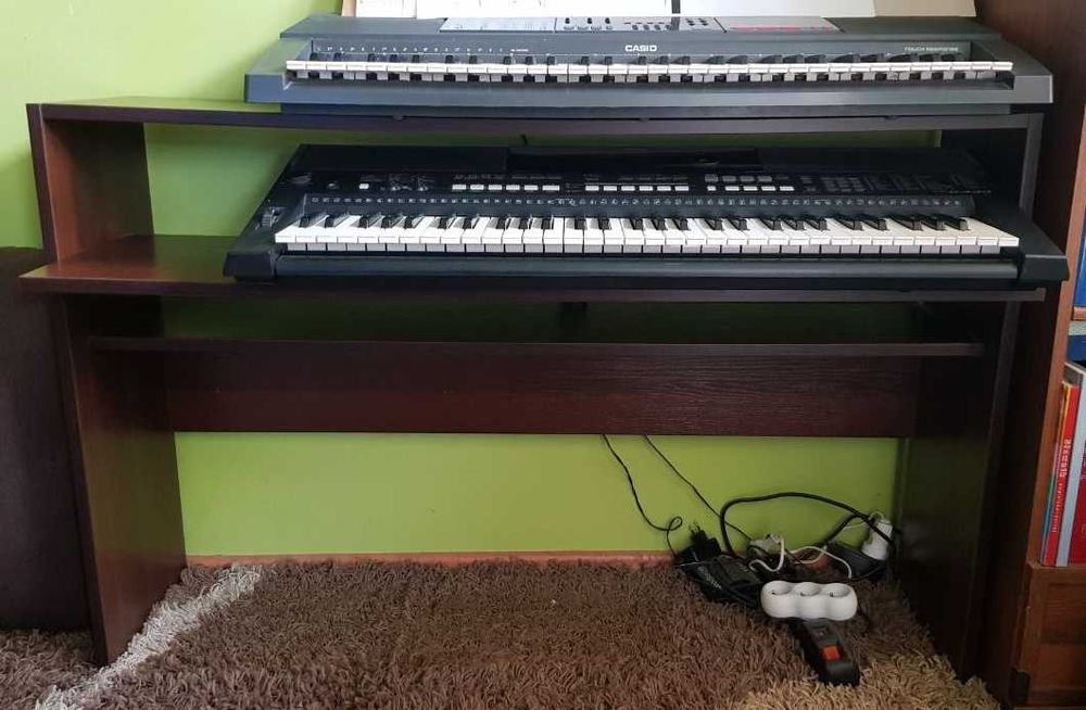 Podstawa statyw stojak drewniany pod 2 keybordy pianino elektryczne
