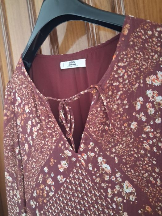 Vestido mango grena