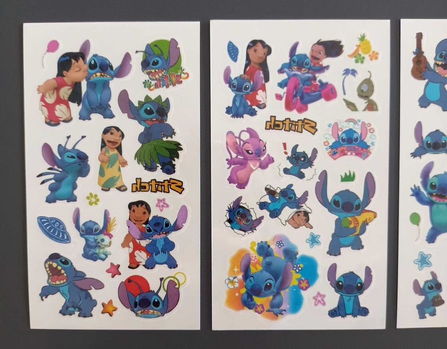 Tatuaże zmywalne STITCH fluoroscencyjne 5 arkuszy!