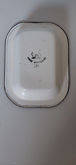 Vintage miska emaliowana z czarnym rantem