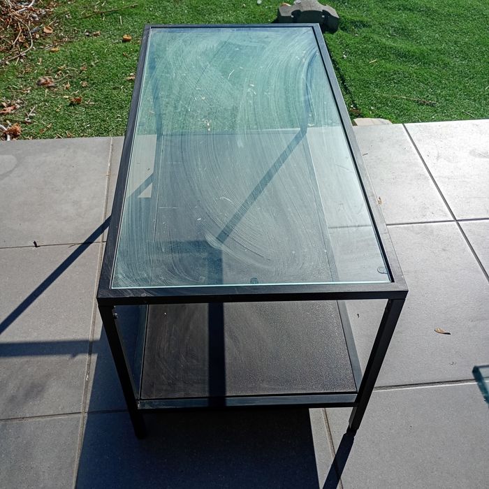 Mesa de centro vidro e ferro