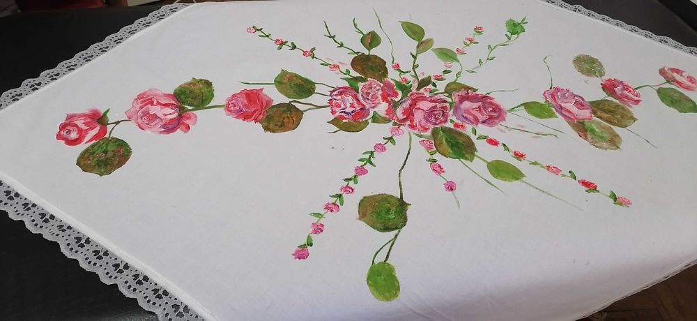 Toalha em algodão pintada à mão