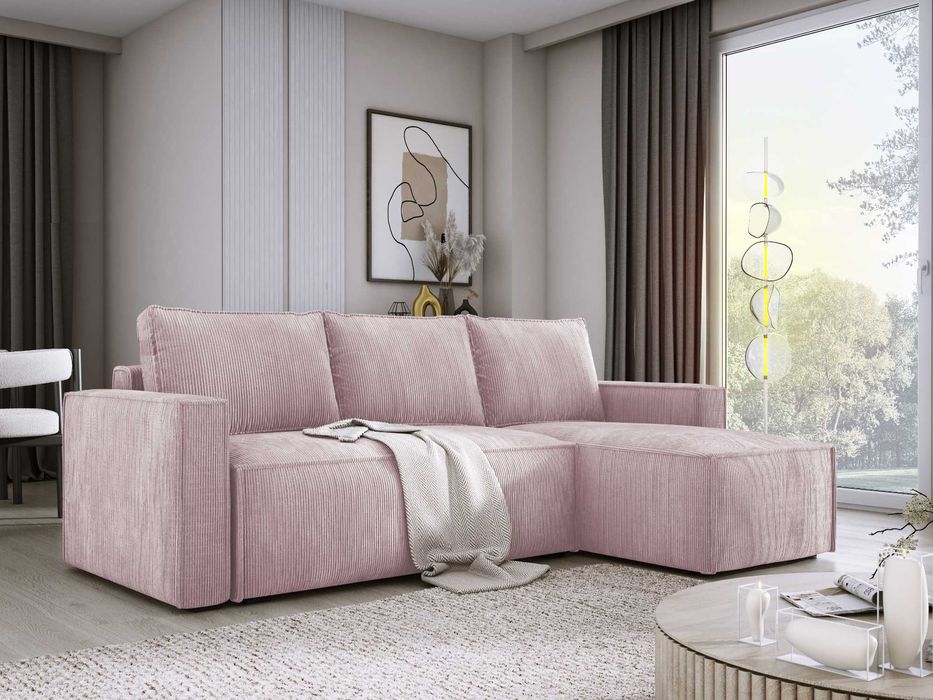 Narożnik sztruks KENZO z funkcją spania! 140x200 cm