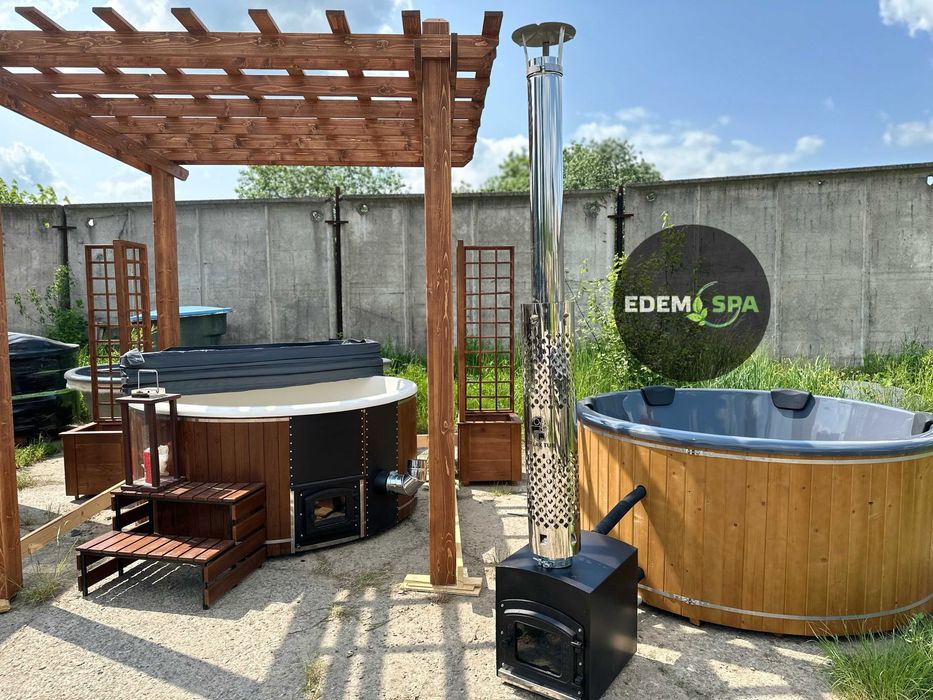 Спа купіль з джакузі на дровах. Карпатський чан з гідромасажем. Фурако