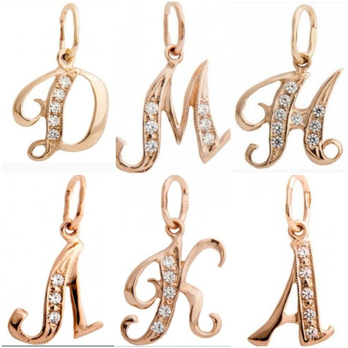 Букви - підвіски золото 585 проба нові