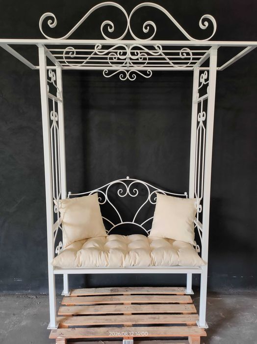 Pergola ręcznie kuta z ławką , pergole , meble ogrodowe, ławka kuta, kowalstwo artystyczne, ławka ogrodowa