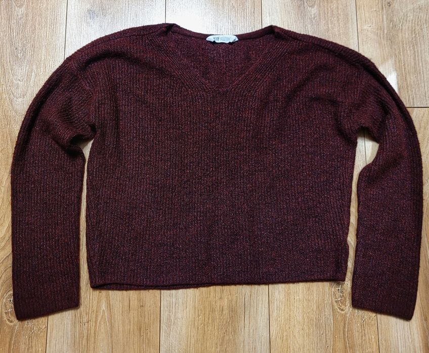 Sweter burgundowy krój oversize H&M roz 12-14 lat 158-164 pasuje na S