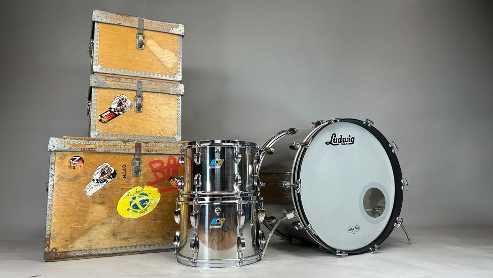 Ludwig Stainless Steel | 70s | Perkusja 22/12/13 + Boxs | Blue&Olive