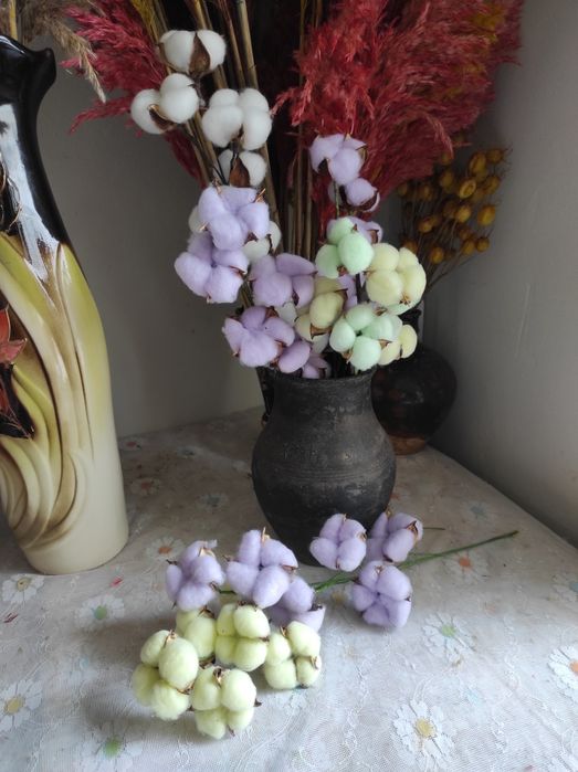 Бавовна  Натуральна  Лотос Рускус Сухоцвіти  Сухоцветы