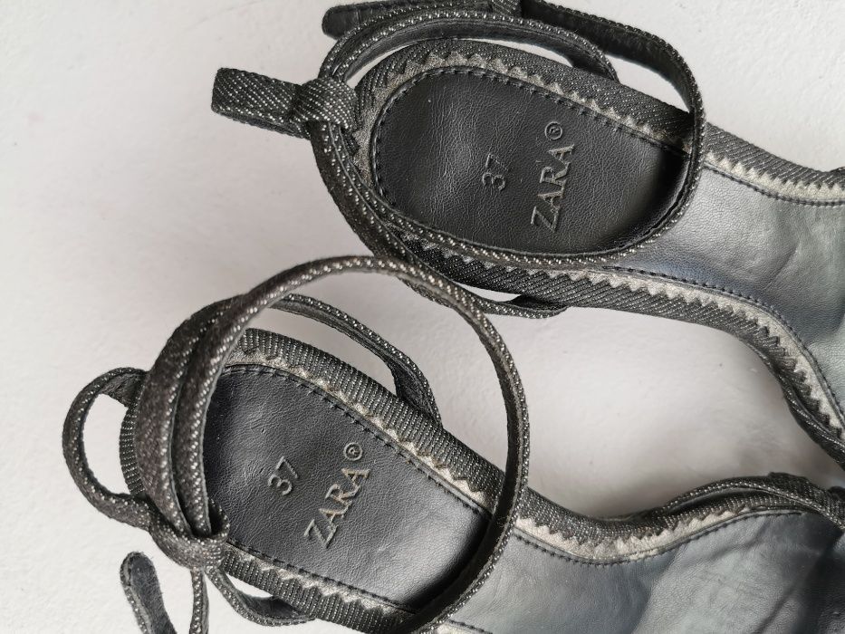 ZARA sandały JEANS tkanina navy roz. 37